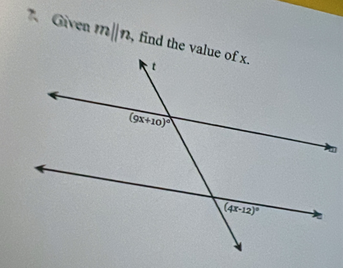 Given m||n ,  find the value of x.