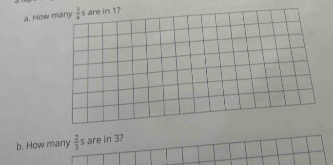 a
a. How 
b. How many  2/3 s are in 3?