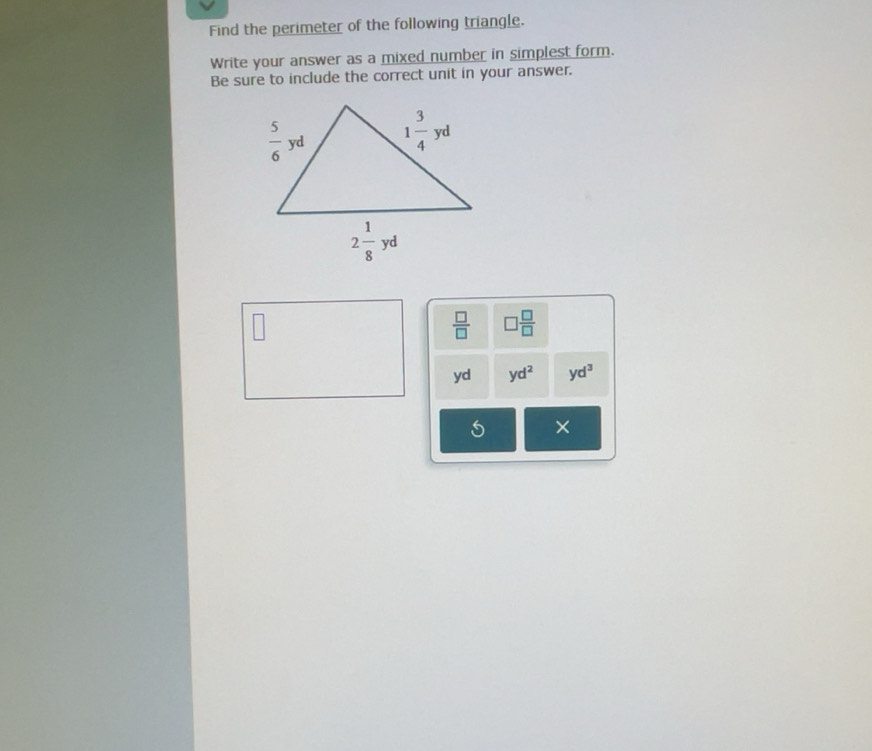 Solved: Find the perimeter of the following triangle. Write your answer ...