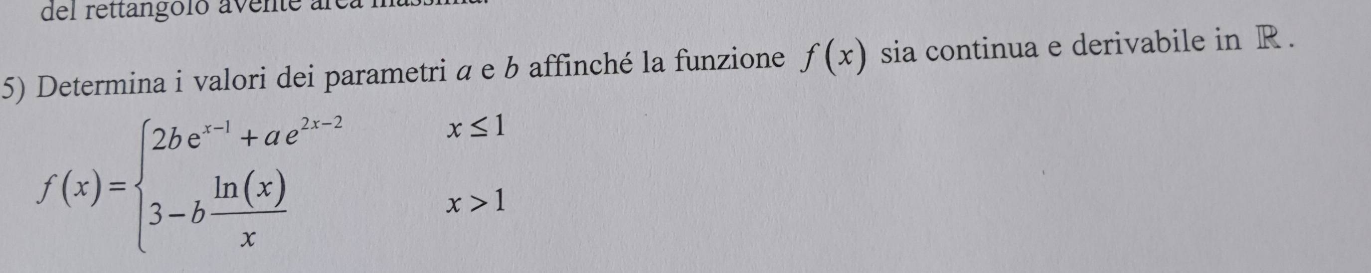 Risolto:del rettangoló avene are 5) Determina i valori dei parametri α ...