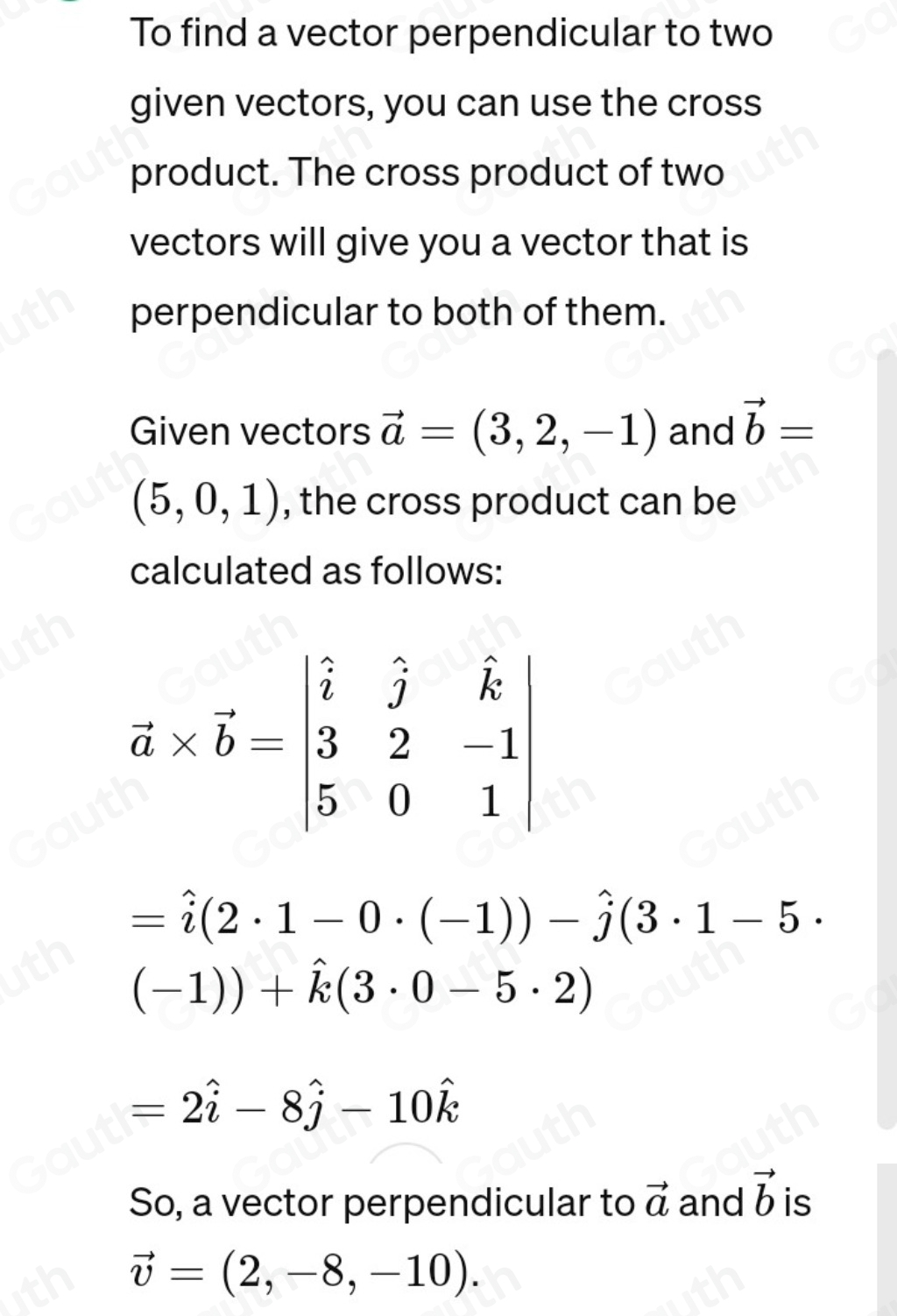 Solved: Determine the components of a vector that is perpendicular to ...