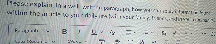 Please explain, in a well-written paragraph, how you can apply ...