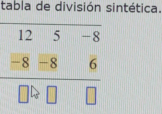 tabla de división sintética.