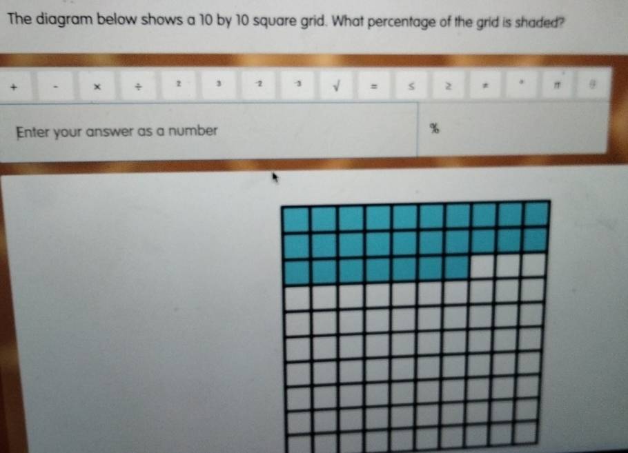 Solved: The diagram below shows a 10 by 10 square grid. What percentage ...