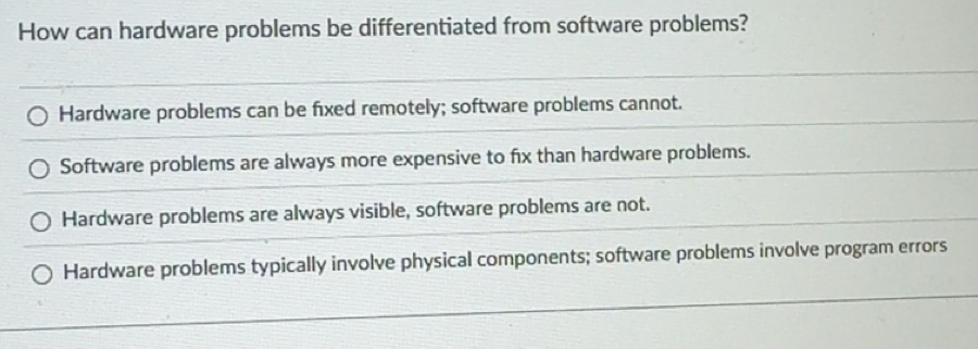 Solved: How can hardware problems be differentiated from software ...