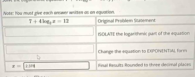 each answer written as an equation.