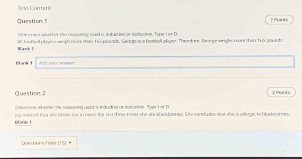 Solved: Test Content Question 1 2 Points Determine whether the ...