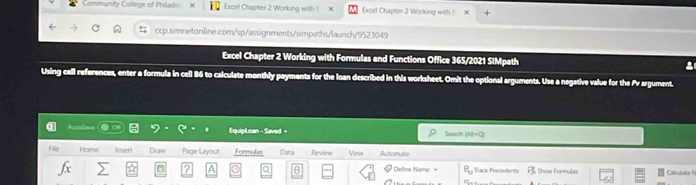 Solved: Community College of Philad Excel Chapter 2 Working with ...