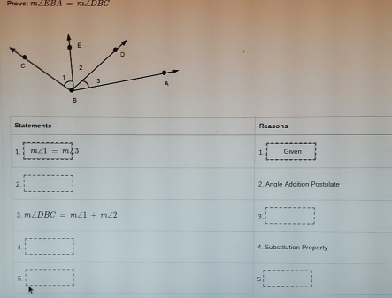 Prove: m∠ EBA=m∠ DBC