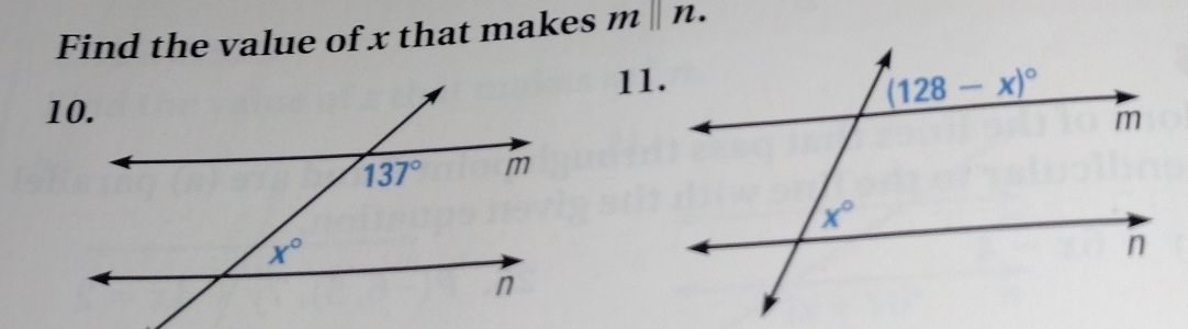 Find the value of x that makes m||n.
11.