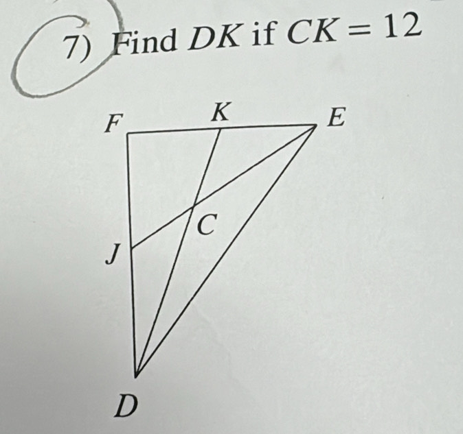 Find DK if CK=12