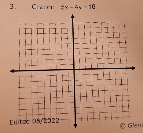 Graph: 5x-4y=16
© Glen