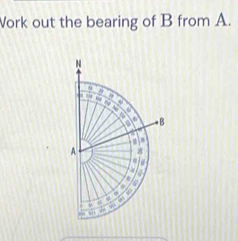 Vork out the bearing of B from A.