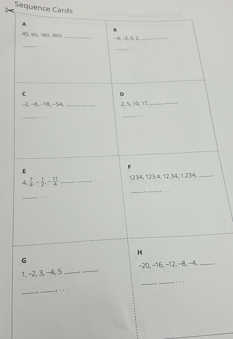 Sequence Cards