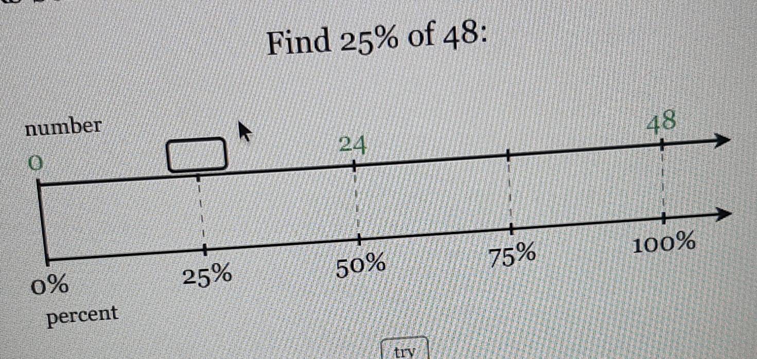 Find 25% of 48 : 
percent 
trv