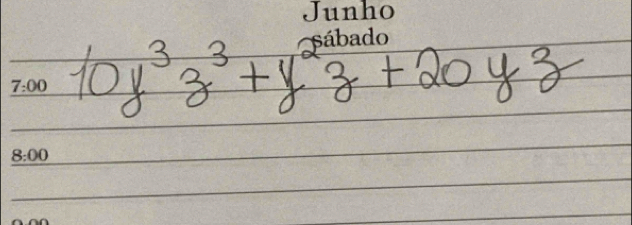 Junho 
Sábado
7:00
8:00