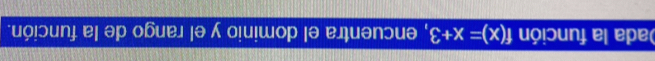 Dada la función f(x)=x+3 , encuentra el dominio y el rango de la función.