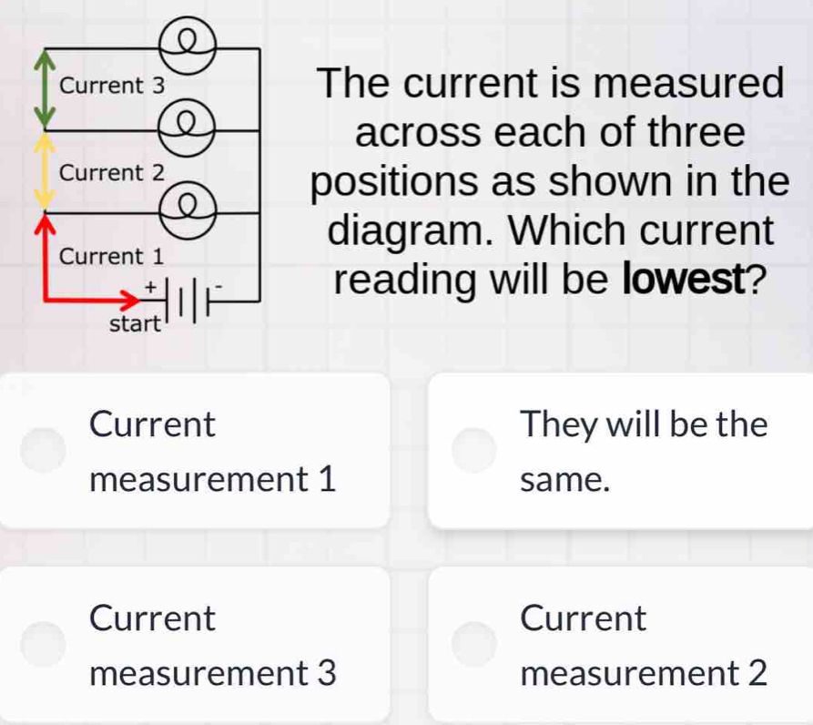 Solved: The current is measured across each of three positions as shown ...