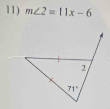 m∠ 2=11x-6