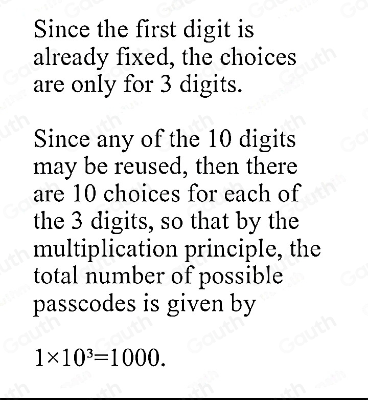 Solved: Maisie is setting a 4-digit passcode on her phone. Digits can ...