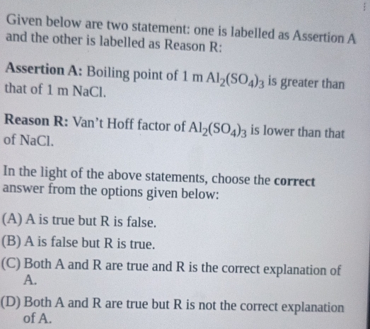 Solved: Given below are two statement: one is labelled as Assertion A ...