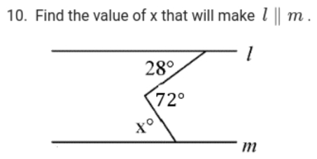 Find the value of x that will make l||m.