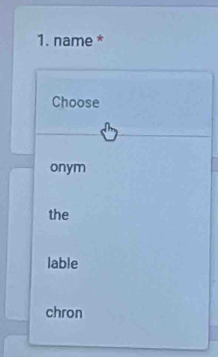 name *
Choose
onym
the
lable
chron