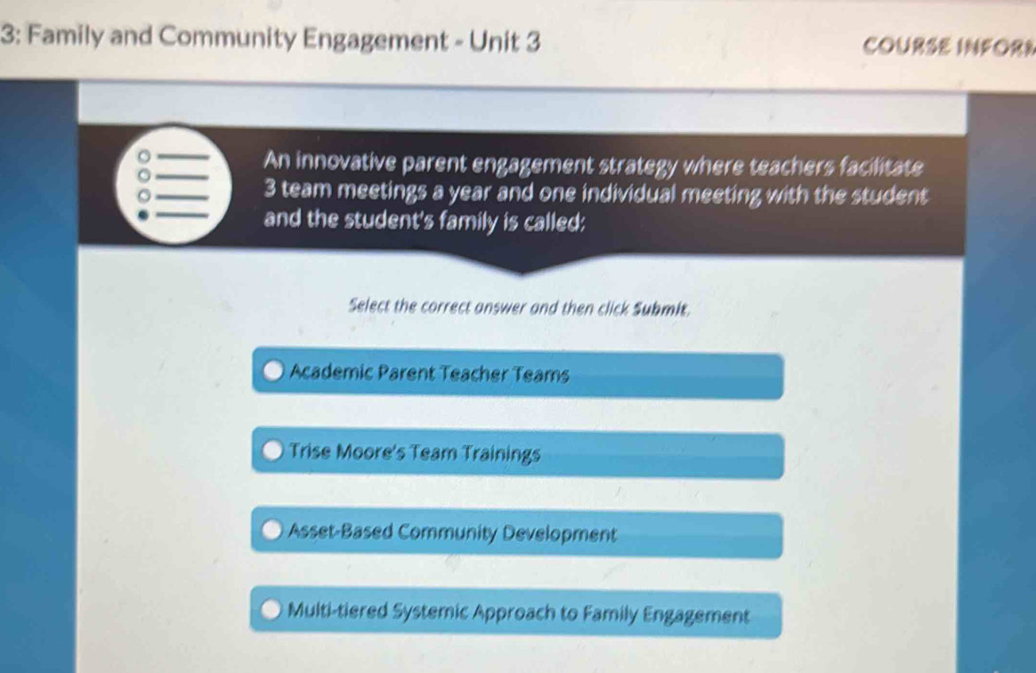 Solved: 3: Family and Community Engagement - Unit 3 COURSE INFOR! An ...