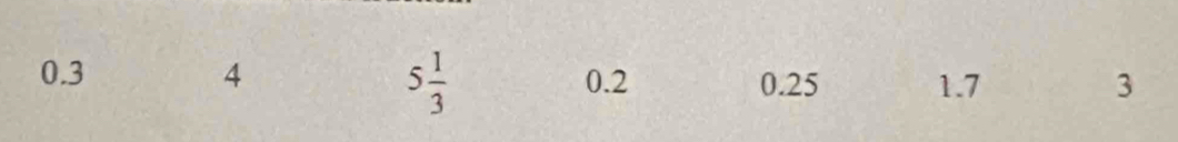 5 1/3 
0.3 4 0.2 0.25 1.7 3