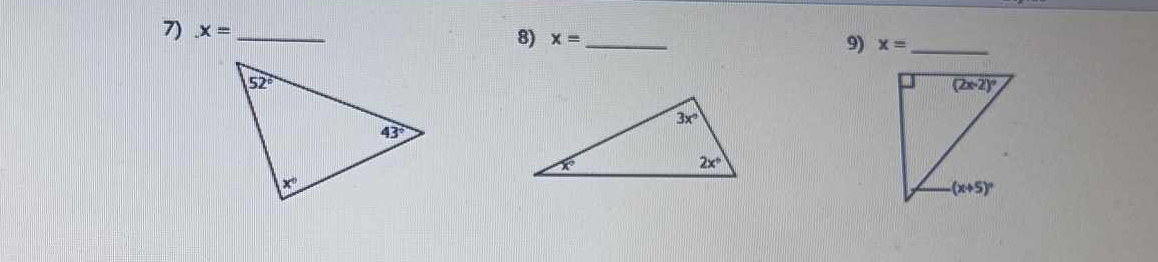 x= _
8) x= _
9) x= _