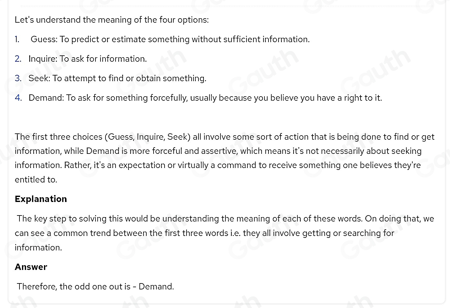 Solved: WHICH OF THE FOUR CHOICES I S T H E O D D O N E O U T ? Select ...