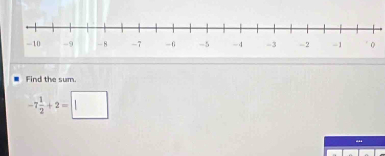 Find the sum.
-7 1/2 +2=□..