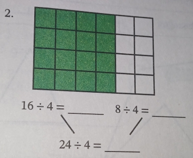 16/ 4= _ 8/ 4=
_
24/ 4=