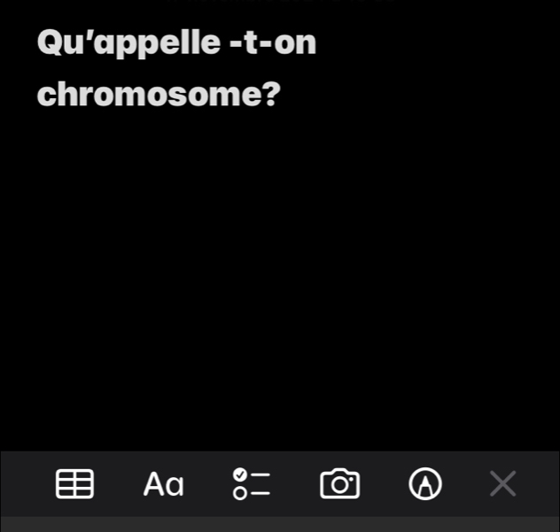 Qu'appelle -t-on
chromosome?
Aa
X