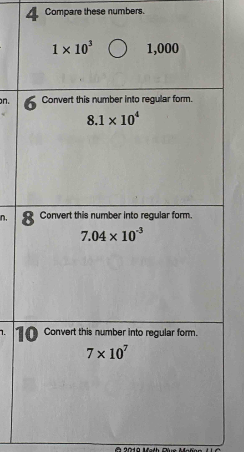 Compare these numbers.
on.
n.
n. 1