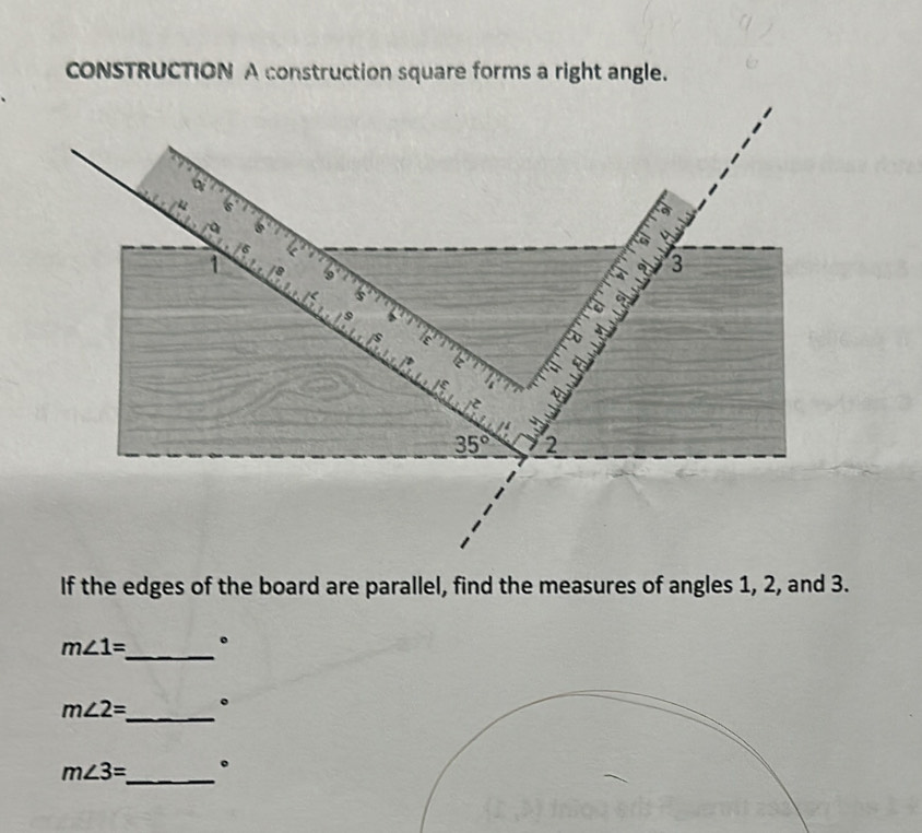 Solved: CONSTRUCTION A construction square forms a right angle. If the ...