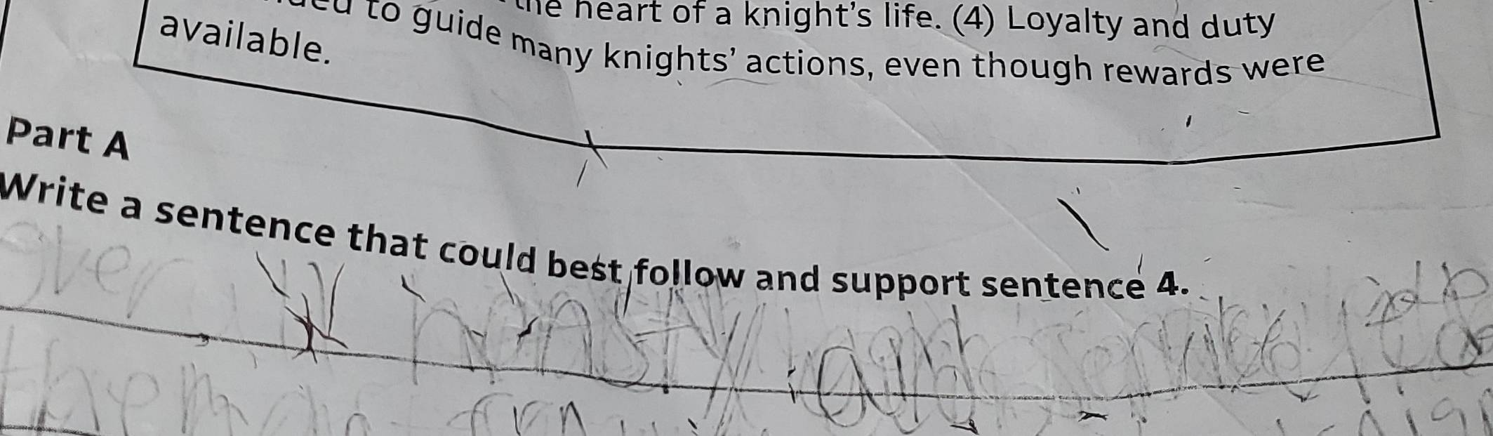 Solved: he heart of a knight's life. (4) Loyalty and duty available. ed ...
