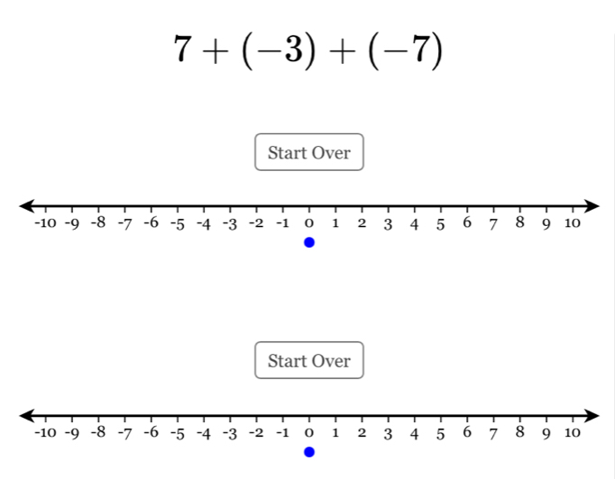 7+(-3)+(-7)
Start Over 
Start Over