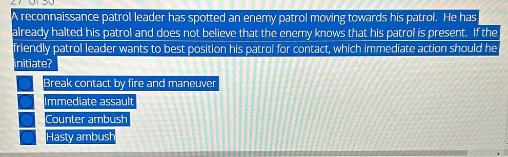 Solved: A reconnaissance patrol leader has spotted an enemy patrol ...