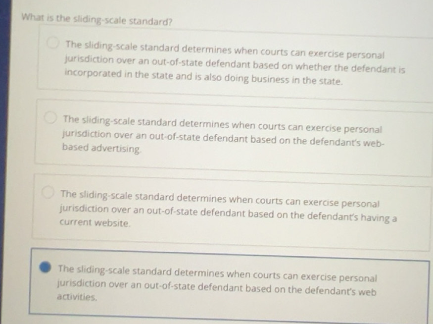 Solved: What is the sliding-scale standard? The sliding-scale standard ...