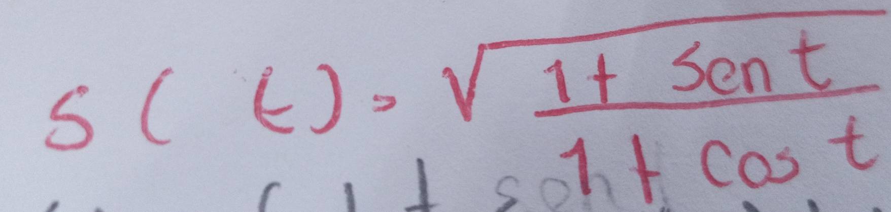 S(t)=sqrt(frac 1+Sent)1+cos t