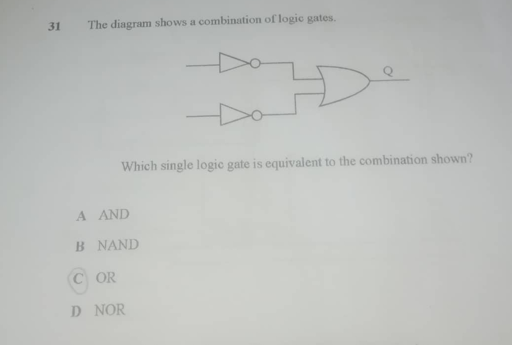 Solved: The diagram shows a combination of logic gates. Which single ...