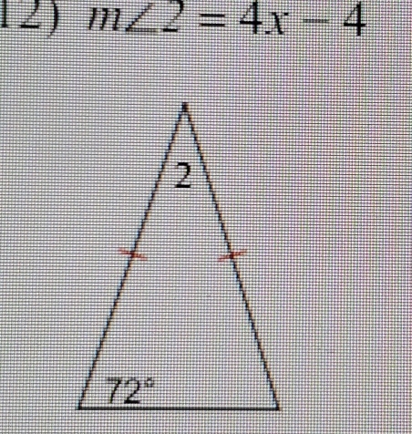 m∠ 2=4x-4