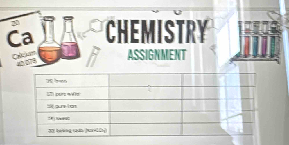 Ca A I CHEMISTRY 
Calium ASSIGNMENT
40.078