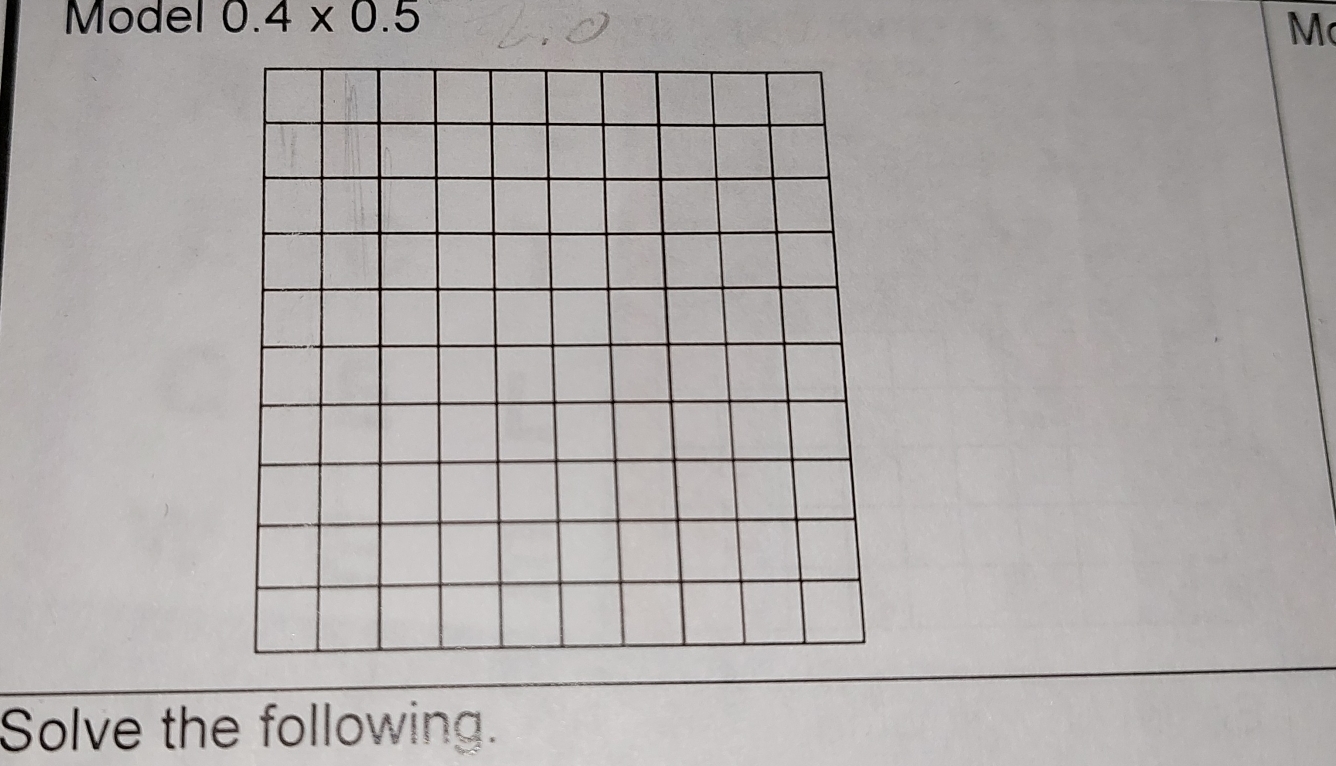 Model 0.4* 0.5
M 
Solve the following.