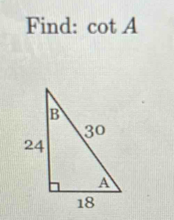 Find: cot A