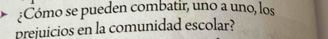 ¿Cómo se pueden combatir, uno a uno, los 
prejuicios en la comunidad escolar?