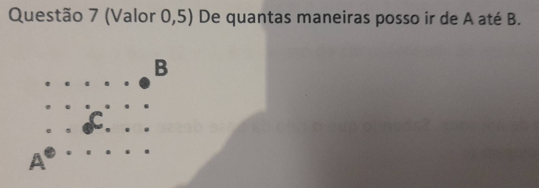 (Valor 0,5) De quantas maneiras posso ir de A até B.