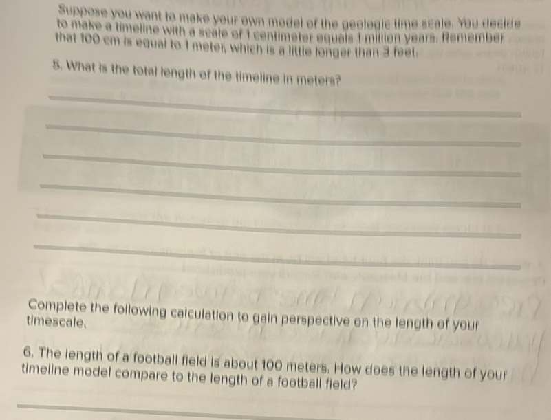 Solved: Suppose you want to make your own model of the geologic time ...