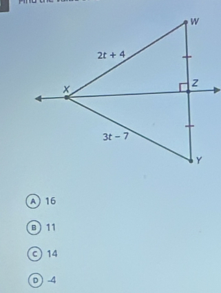 A16
B 11
c 14
D -4